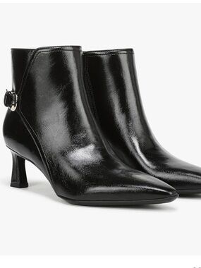 Tucker Black Patent Leather Pointed-Toe Ankle Booties